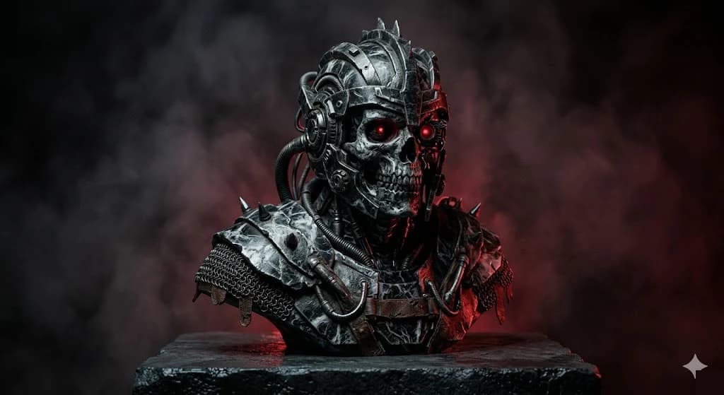 Escultura Artesanal Guerreiro Metal